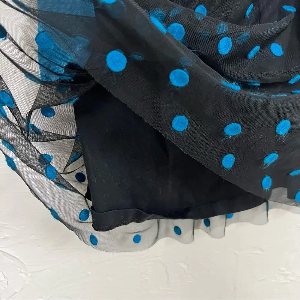 Hanna Andersson Blue Black Polka Dot Girls Dress 6/7 Long Sleeve
